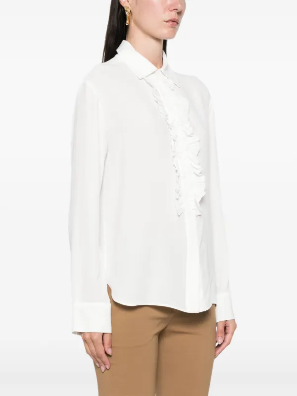 Nude ruffle-detail Shirt White FARFETCH IN