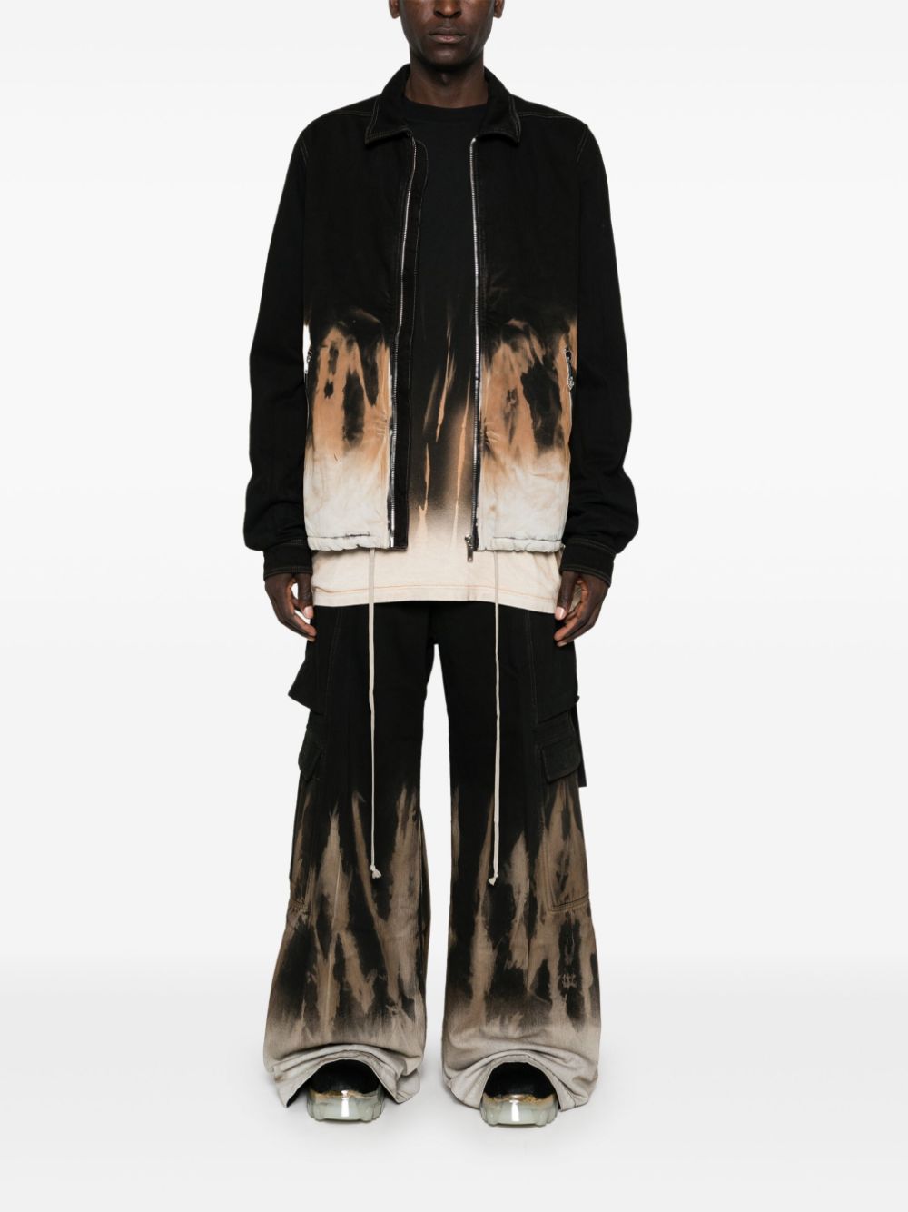 Shop Rick Owens Drkshdw Tie-dye Denim Jacket In Black