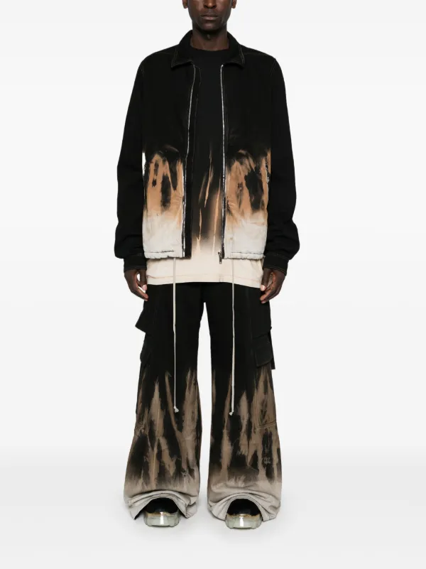 【U LAN】Curved Rivet Tie-Dye Jacket Rick Owens DRKSHDW tie-dye Denim Jacket | Black | FARFETCH