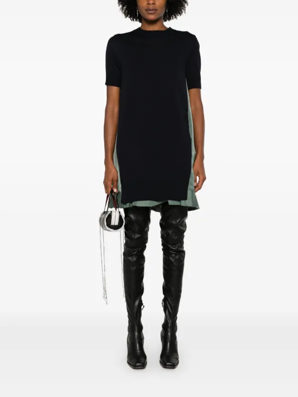 sacaiサカイ★ネイビー ストライプ パネル ミニドレス サカイ - sacai | T-Dress w/Stripe Cotton-Navy-1の通販
