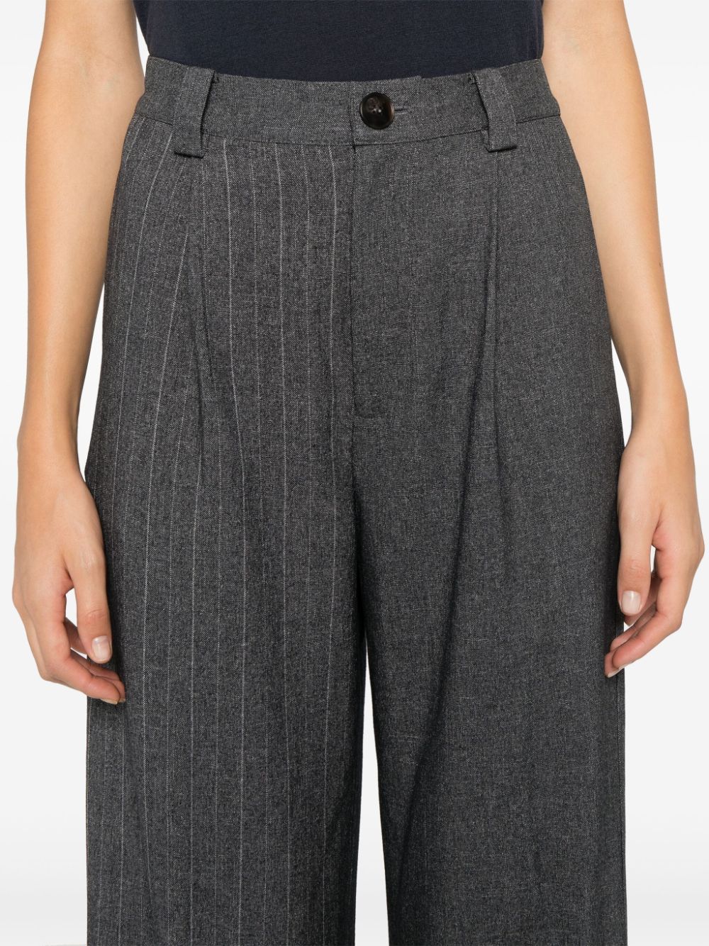 Shop Stella Nova Pinstriped Trousers In Grey