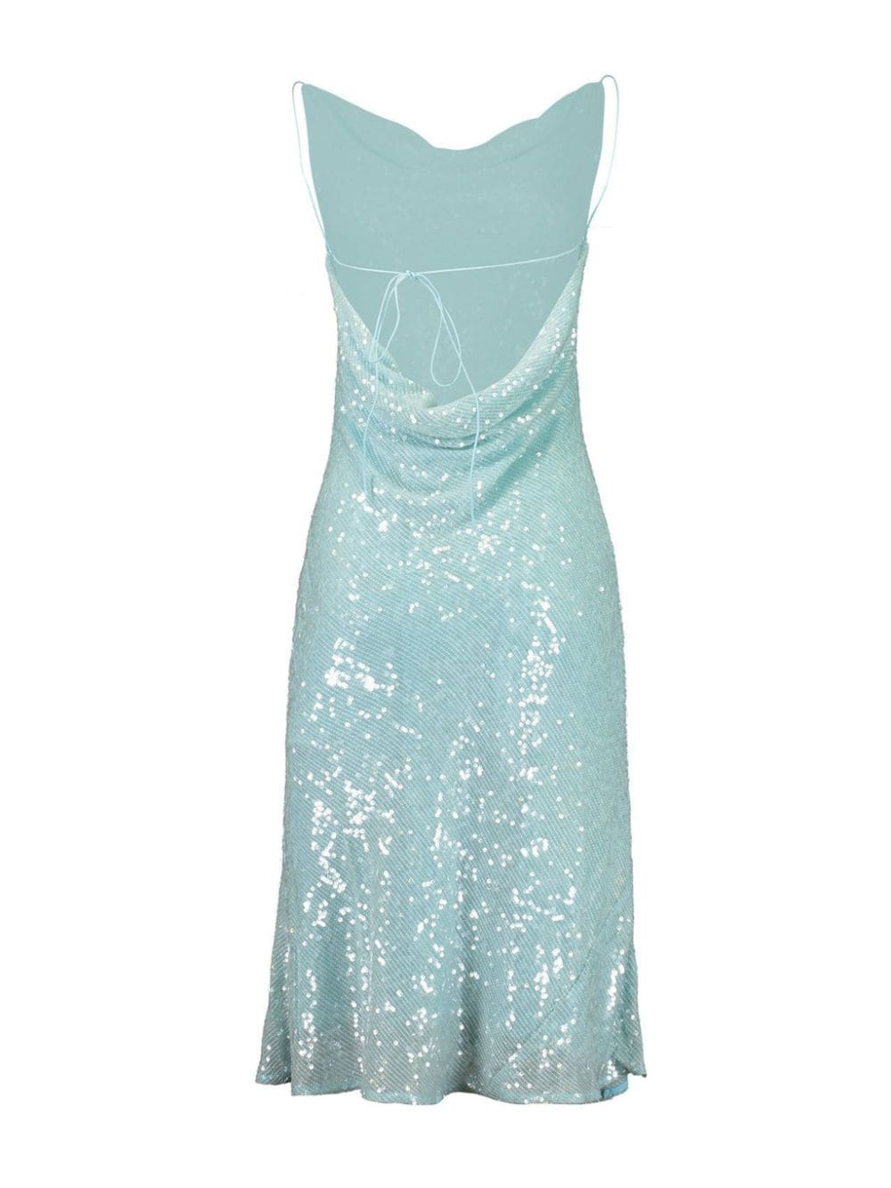 Shop Lapointe Sequined Cowl-neck Midi Dress In Blue