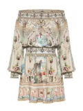 Camilla printed silk mini dress - White