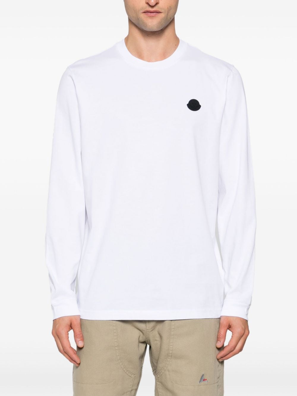 Shop Moncler Rubberised-logo T-shirt In Weiss