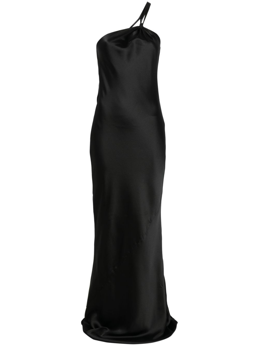 bias-cut one-shoulder gown