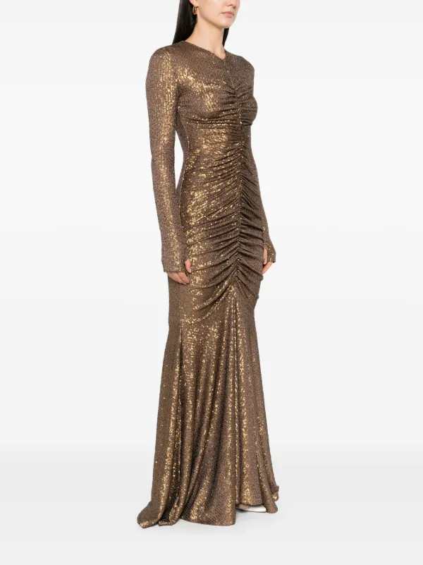 Norma Kamali long-sleeve Fishtail Gown | Brown | FARFETCH BN