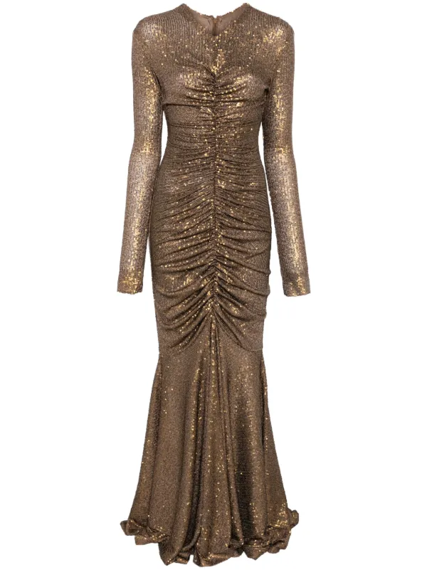 Norma Kamali long-sleeve Fishtail Gown | Brown | FARFETCH BN