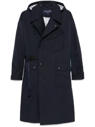 Comme Des Garçons Homme Hooded Trench Coat | Blue | FARFETCH