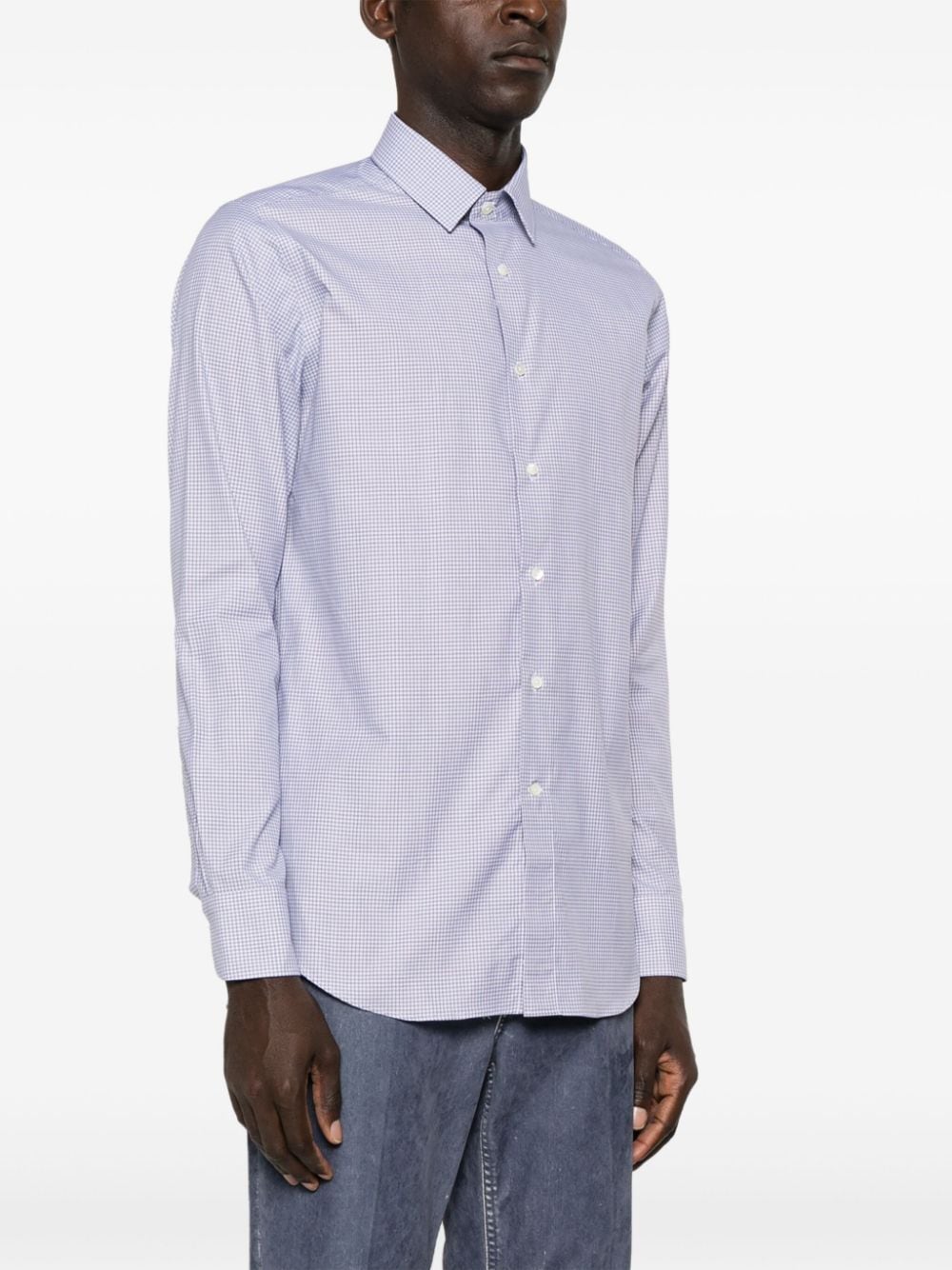 Shop Canali Checked Shirt In Blue