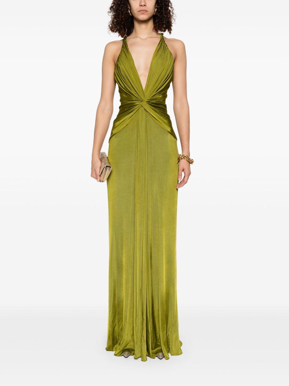 TOM FORD Maxi-jurk met geknoopt detail - Groen