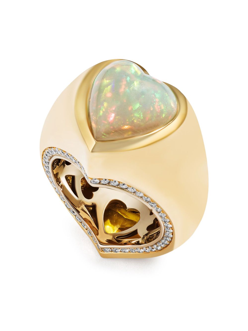 18kt yellow gold Cuore a Cuore sapphire and diamond ring