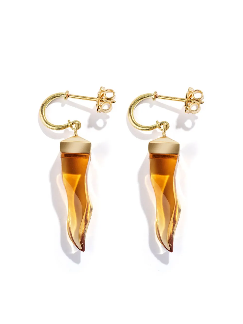 18kt yellow gold Cornicello citrine earrings