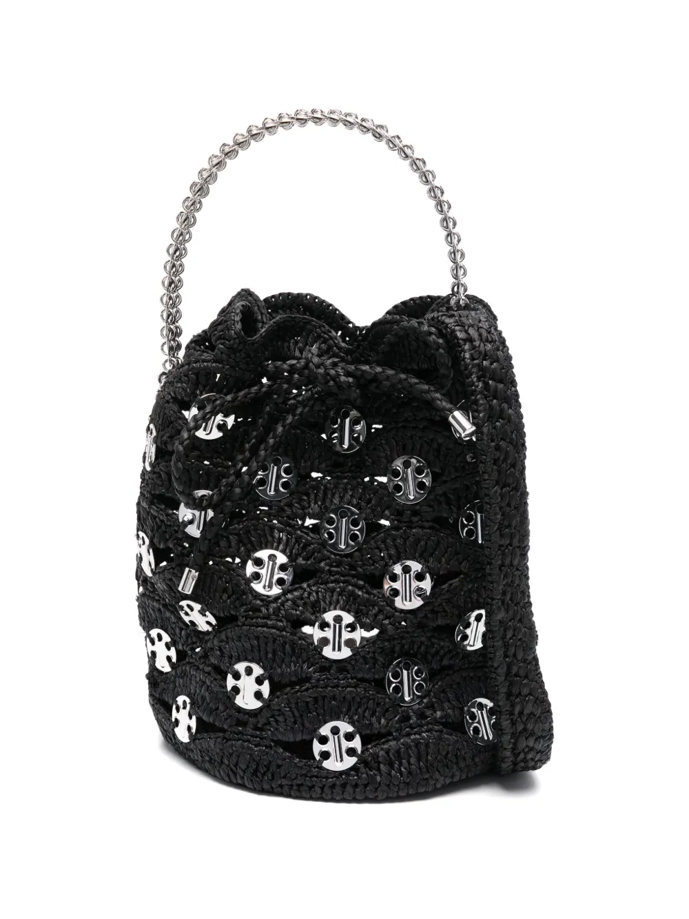 Rabanne raffia bucket bag | Black | Image 1