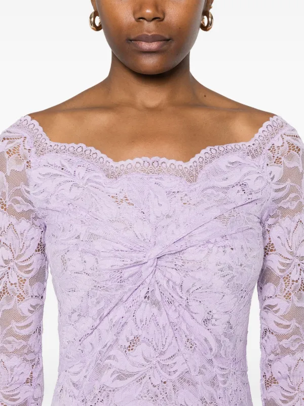オールインワン・サロペット Rabanne Long Lilac Lace Dress Bardot Neckline Rabanne Bardot-neckline Lace Maxi Dress | Purple | FARFETCH ID