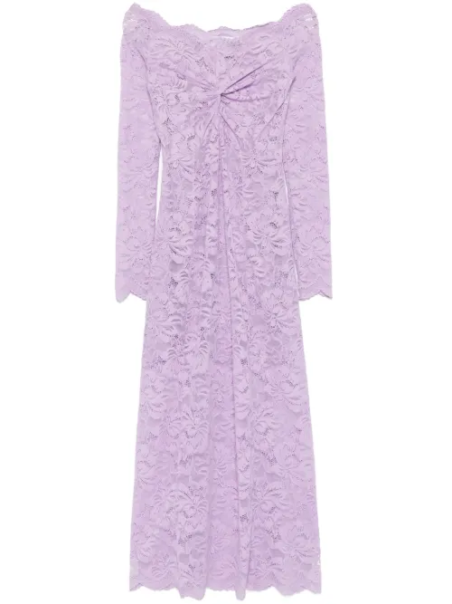 Robe longue en dentelle à encolure Bardot - Rabanne - Modalova
