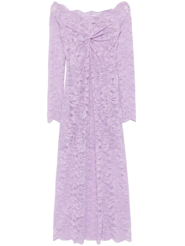 オールインワン・サロペット Rabanne Long Lilac Lace Dress Bardot Neckline Rabanne Long Lilac Lace Dress Bardot Neckline In Purple