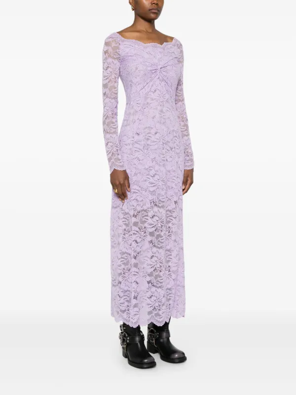 Rabanne Bardot-neckline Lace Maxi Dress Purple FARFETCH HU