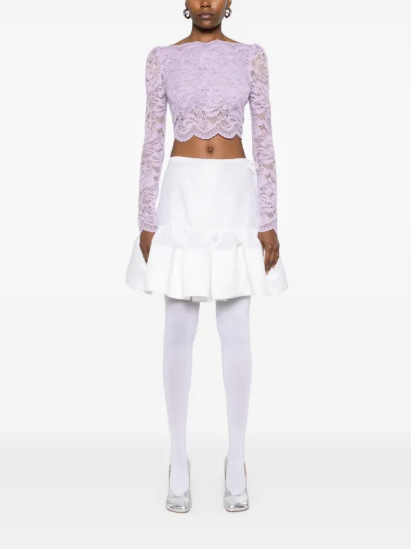 Rabanne Lace Crop Top | Purple | FARFETCH