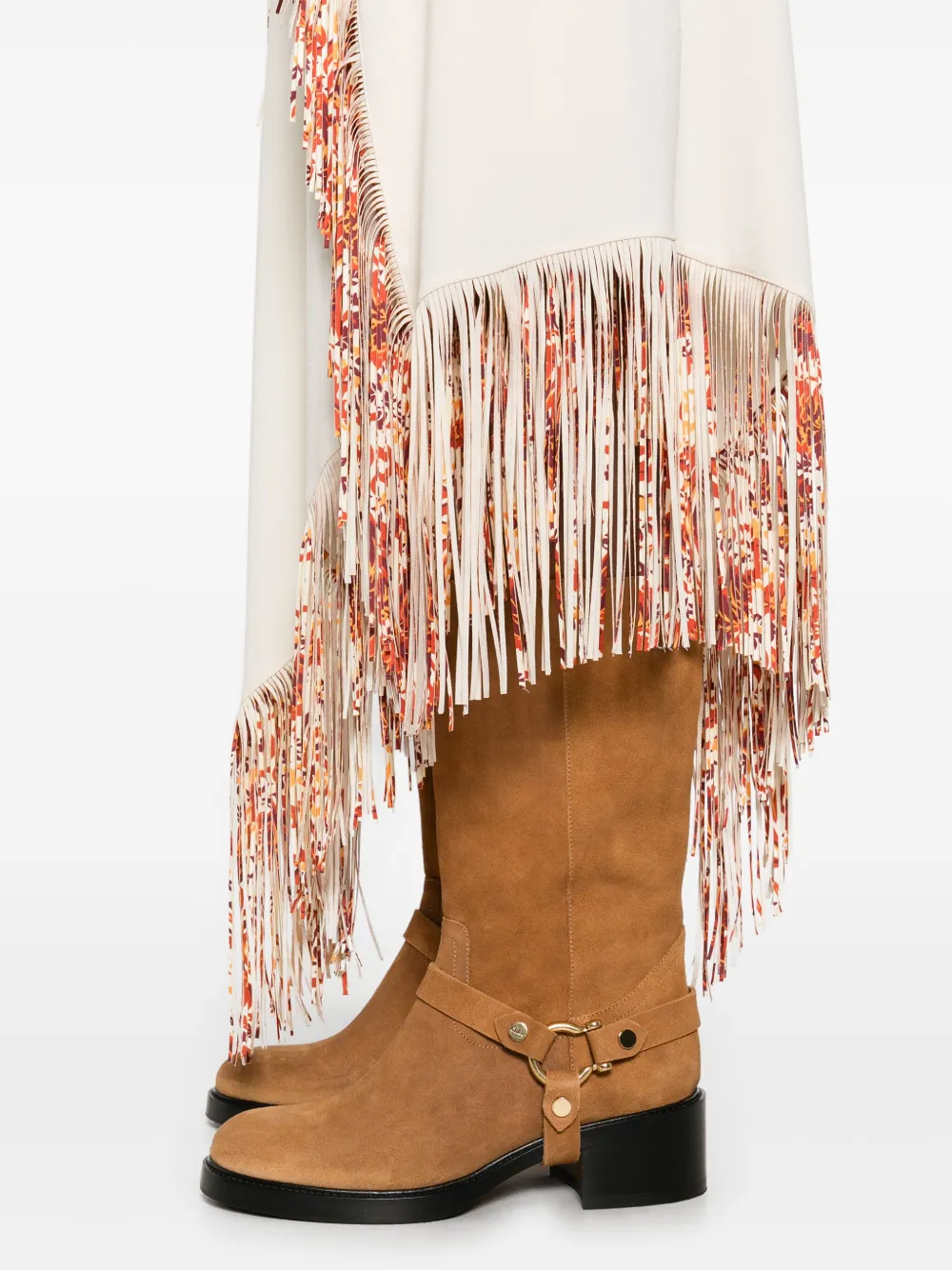 Rabanne Fringed Asymmetric Midi Dress In Neutrals