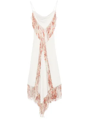 Rabanne Fringed Asymmetric Midi Dress - Neutrals