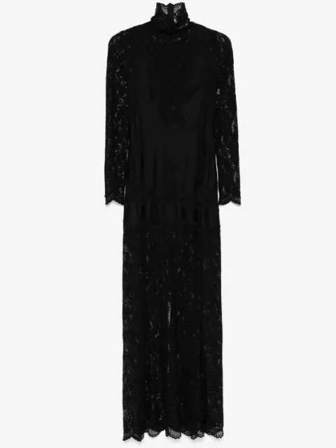 Rabanne vestido largo con aplique de encaje floral