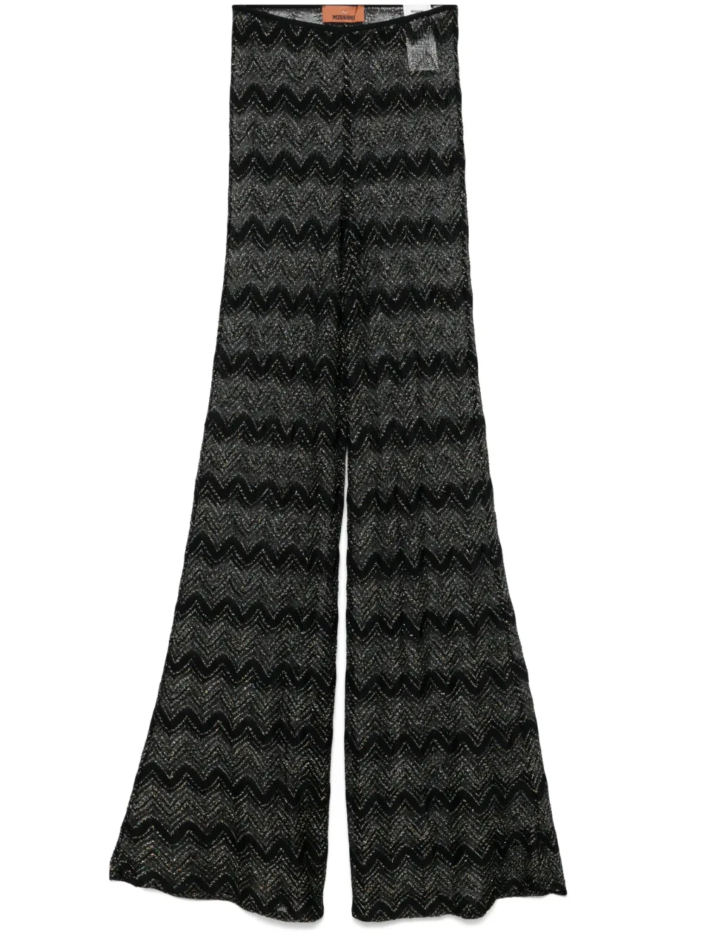 Missoni Crochet-knit Flared Trousers In Black