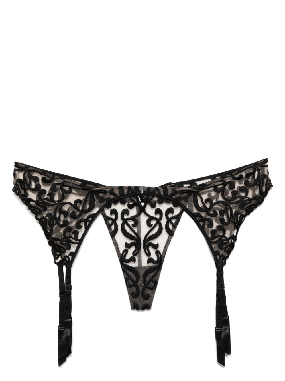 Kiki de Montparnasse graphic embroidery thong - Black