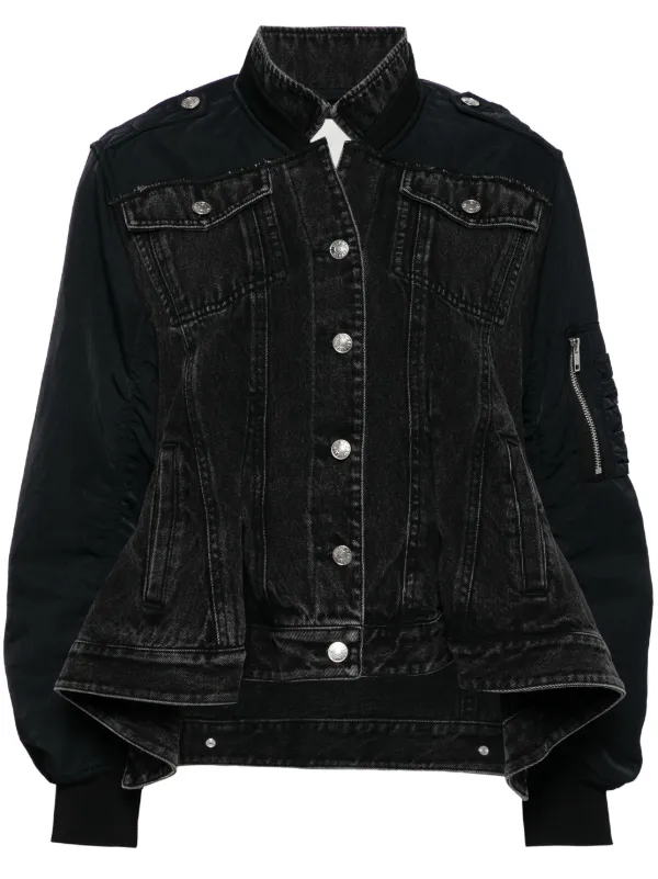 【3.1 Phillip Lim】ハイブリッドデニムフライトジャケット Layered Flounce Bomber Jacket | Modern Outerwear by Phillip