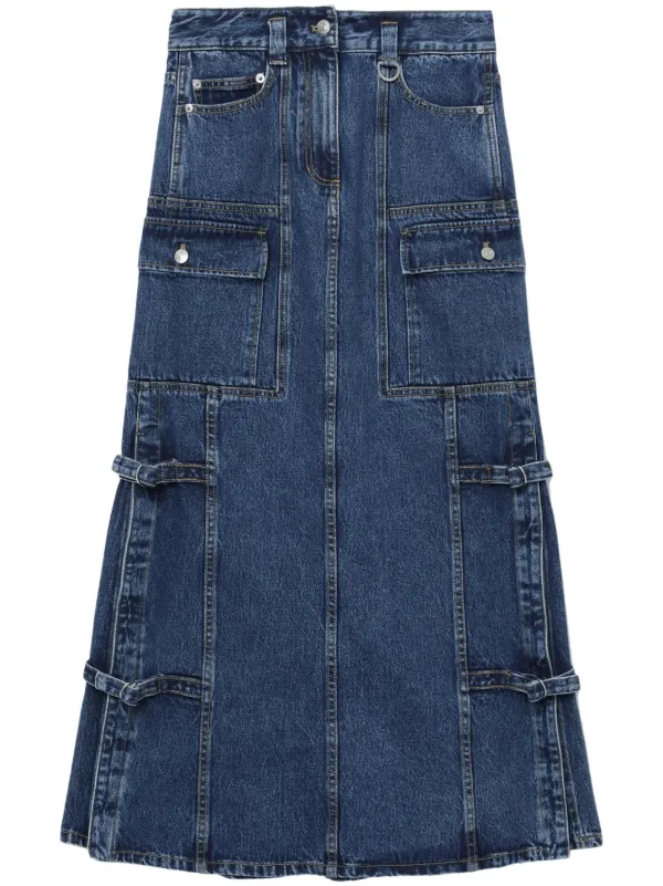 3.1 Phillip Lim Denim Cargo Midi Skirt | Blue | FARFETCH JO