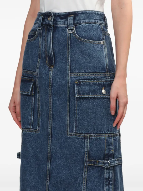 3.1 Phillip Lim Denim Cargo Midi Skirt | Blue | FARFETCH JO