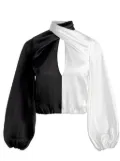 alice + olivia Mahogany twist-neck cropped top - Black