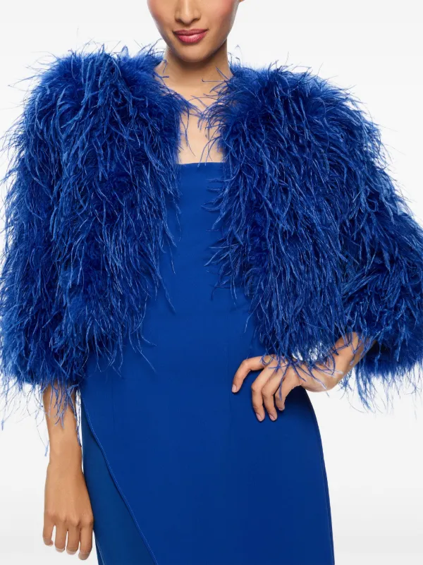 Alice + Olivia Kidman Feather Jacket | Blue | FARFETCH