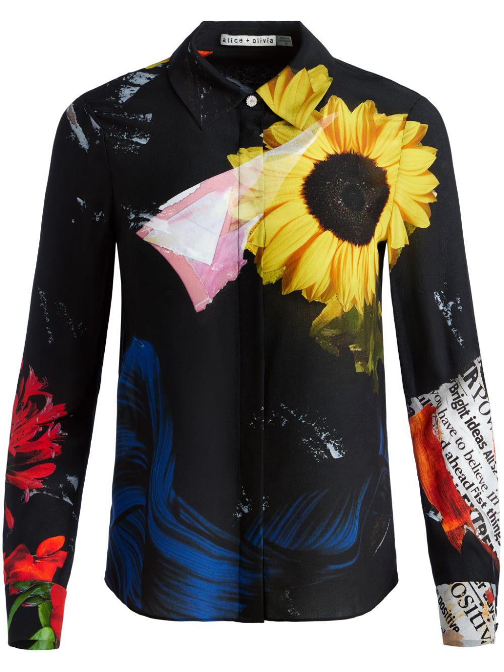 alice + olivia floral-print shirt – Black