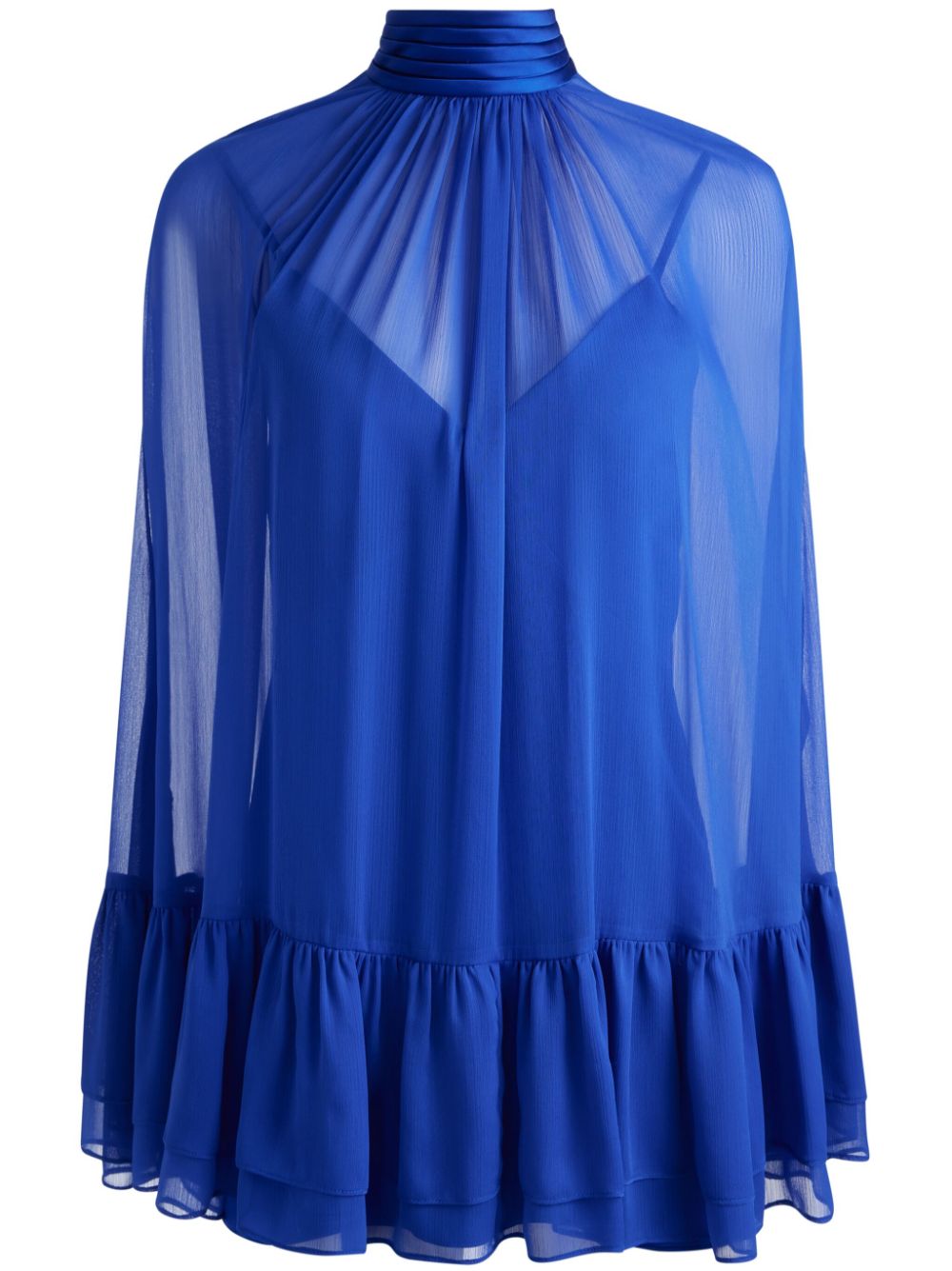 alice + olivia Zenon tie-neck cape mini dress - Blue