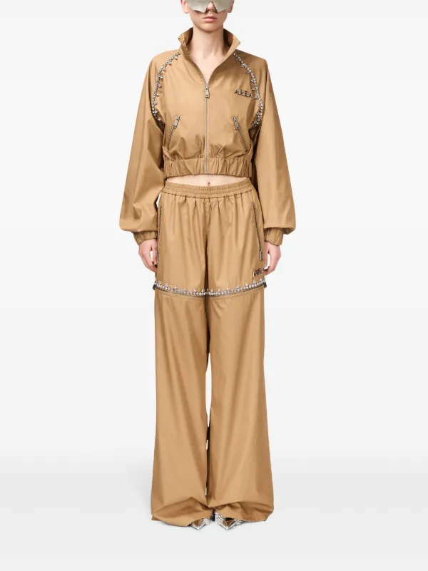 AREA Crystal Slit Track Pants | Brown | FARFETCH