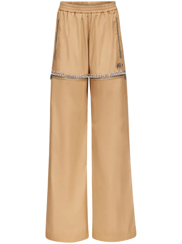 AREA Crystal Slit Track Pants | Brown | FARFETCH
