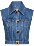 AREA gemstone-embellished denim gilet - Blue