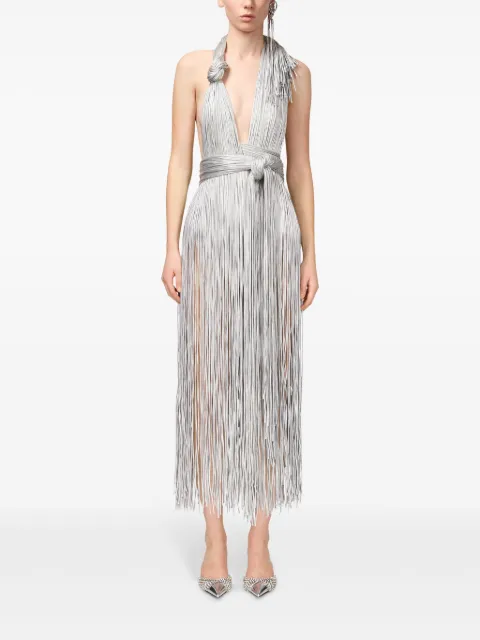 AREA metallic fringed halter minidress FW24AWDR0092FA01 - 2