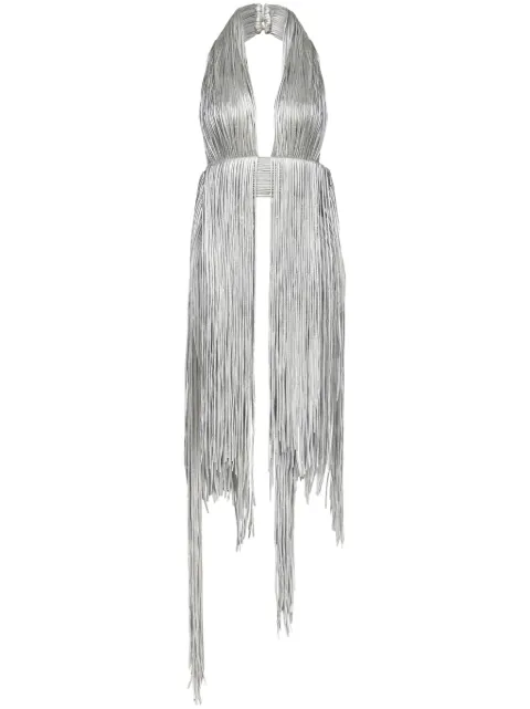 AREA fringed halterneck top