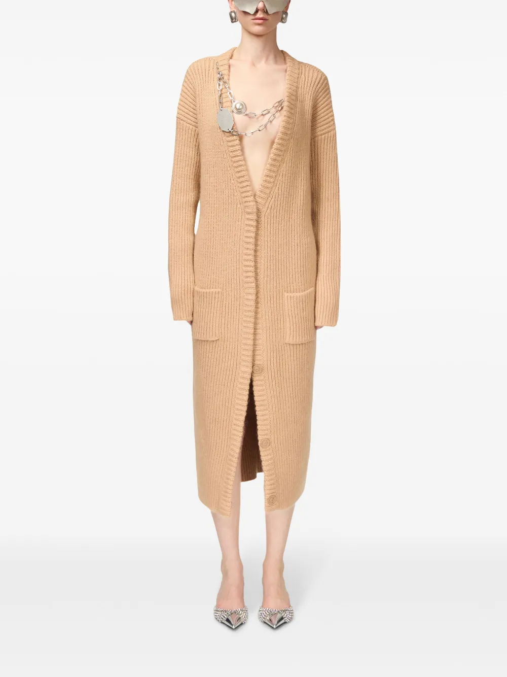 AREA Vest met halsketting met edelsteen - Beige
