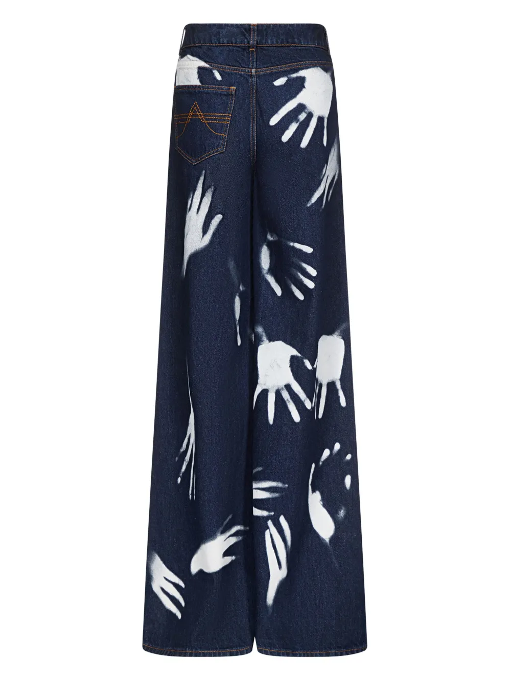 Hand-Print Wide-Leg Jeans