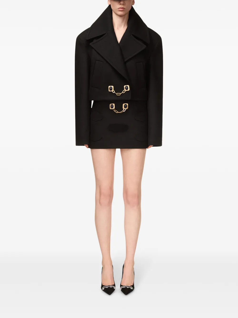AREA CHAIN-DETAILING CROPPED JACKET