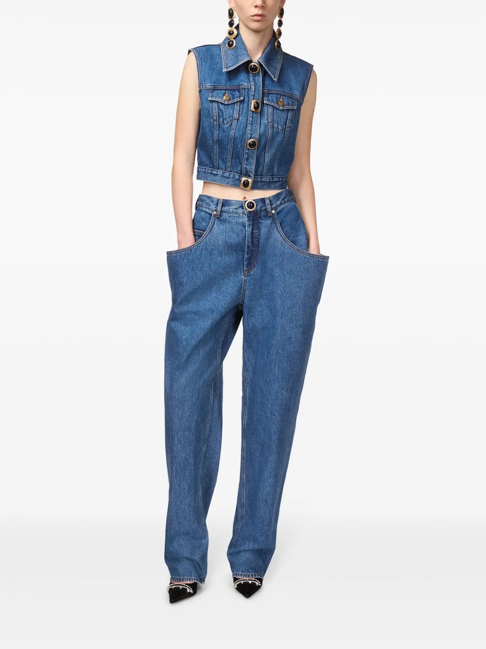AREA Jeans met flared zak - Blauw