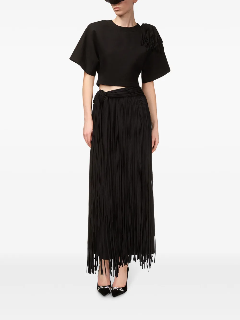 AREA FRINGED BROOCH T-SHIRT