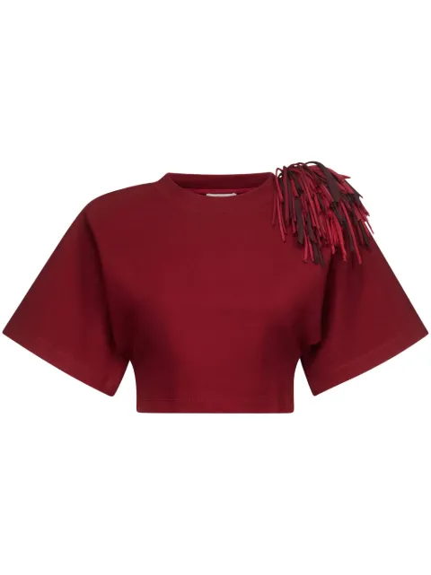 AREA fringe-brooch cropped t-shirt