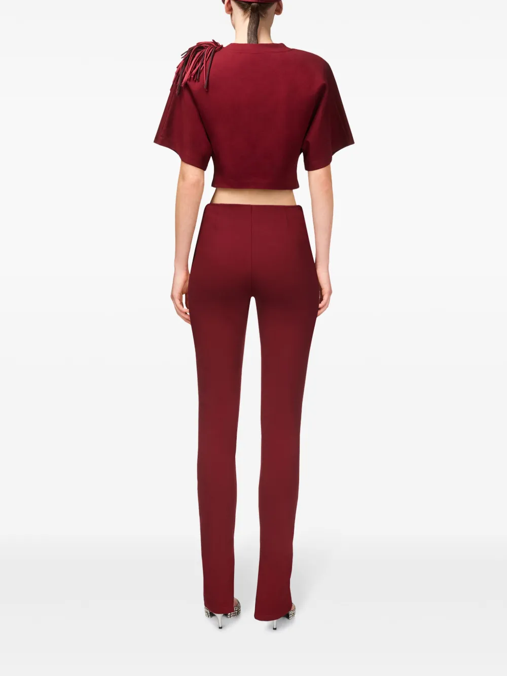 AREA FRINGE-BROOCH CROPPED T-SHIRT 