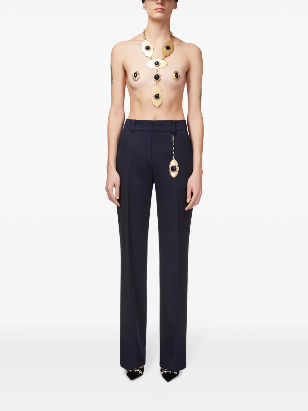 Shop Area Chain Plate Straight-leg Trousers In Blue