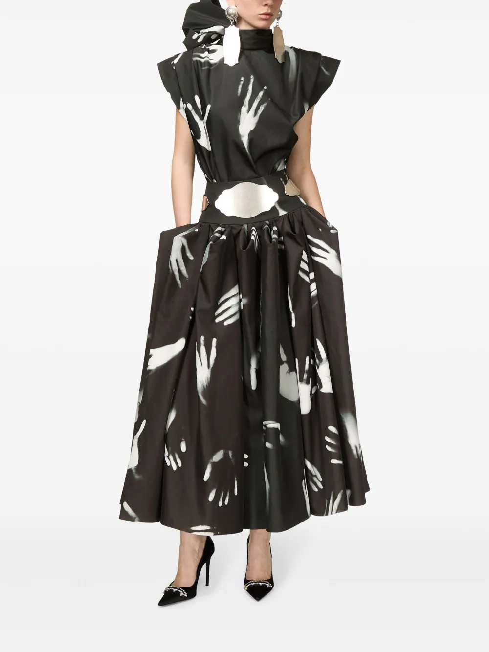 AREA Mouwloze top met print - Zwart