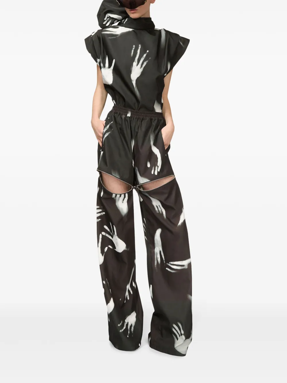 AREA Trainingsbroek met handprint - Zwart