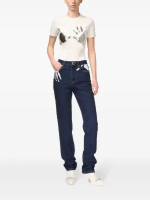 【AREA】エリア ビジュー ハート型カットストレート ジーンズ AREA ウィメンズ デニム通販 - FARFETCH
